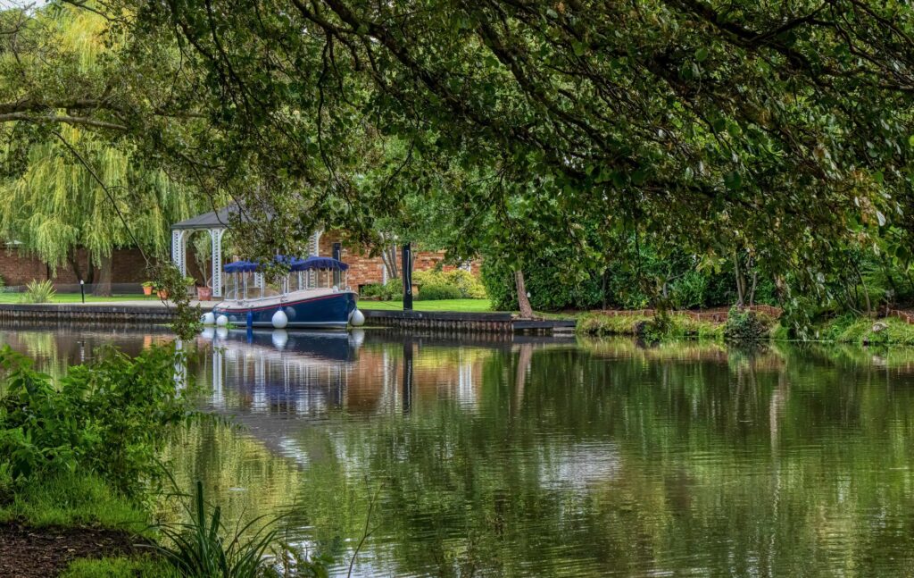 Green spaces in Weybridge, Surrey pathway along the Wey River